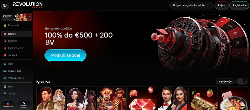 Revolution Casino, bonus dobrodošlice, brezplačnih vrtljajev, registracija, ruleta, igralni avtomati, spletna igralnica, igre