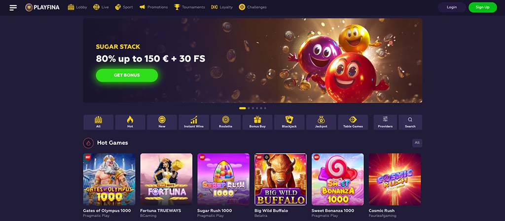 playfina casino, spletna igralnica, bonus, brezplačnih vrtljajev, sugar stack, sladkarije, promocije, prijava, turnirji