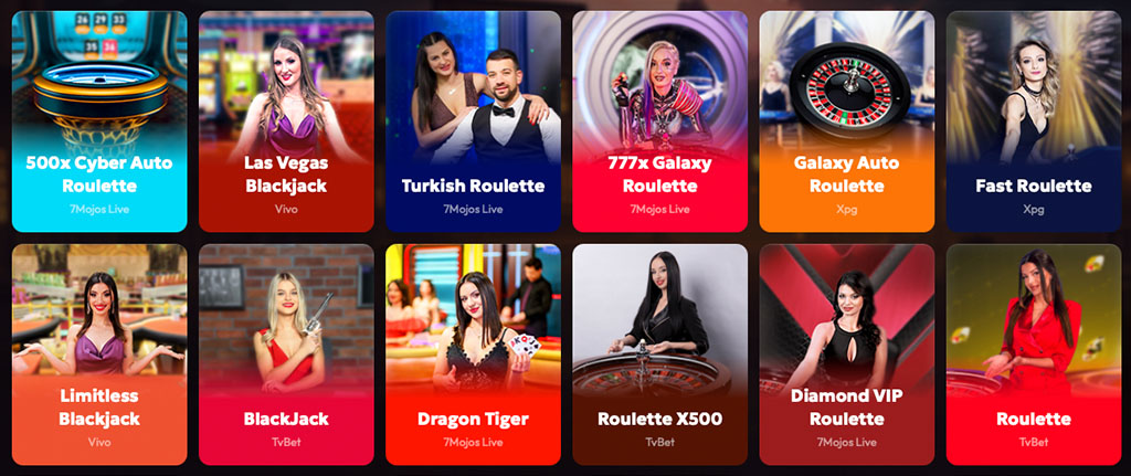 Mad Casino v živo, ruleta in blackjack igre, 500x Cyber Auto Roulette, Dragon Tiger, Turkish Roulette, Diamond VIP Roulette