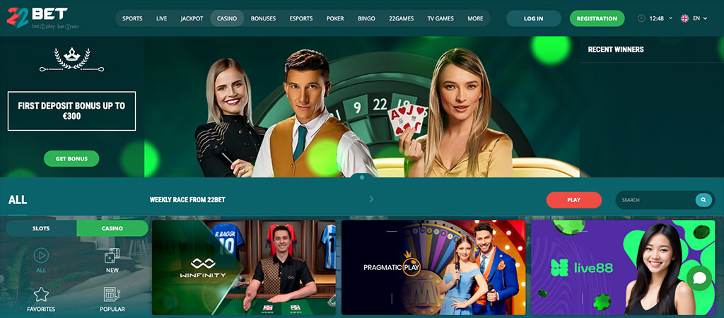 22Bet Casino, bonus dobrodošlice, prvi depozit, spletna igralnica, igralni avtomati, ruleta, blackjack, live casino, stave