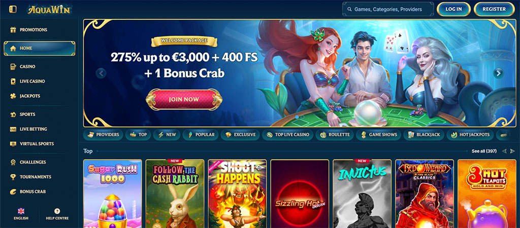 AquaWin Casino, bonus dobrodošlice, iger na srečo, spletna igralnica, brezplačni vrtljaji, igralni avtomati, ruleta, turnirji