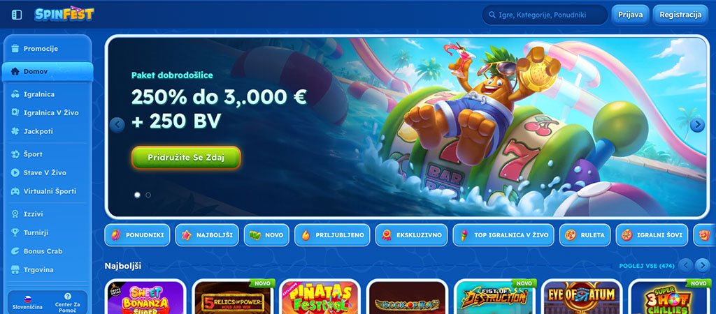 Spinfest Casino, Sloveniji prinašajo igre,