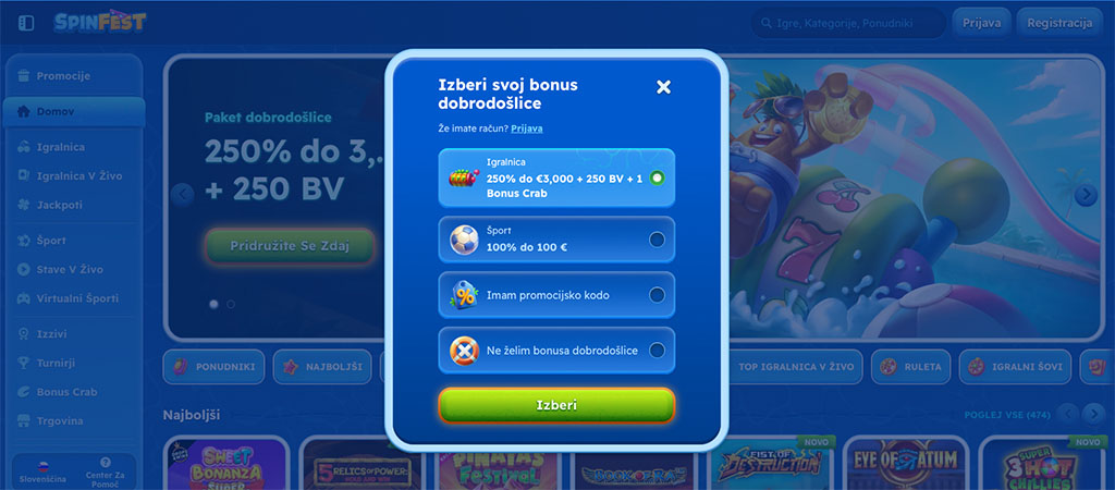 Spinfest CasinoIgralnica, Potek Registracije, online casino