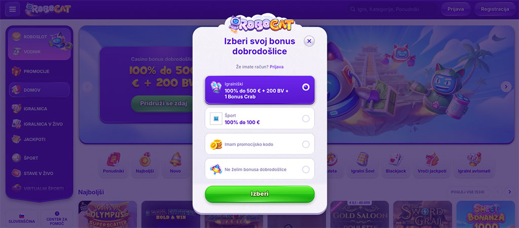 Registriranja Računa, RoboCat Spletna Igralnica , register