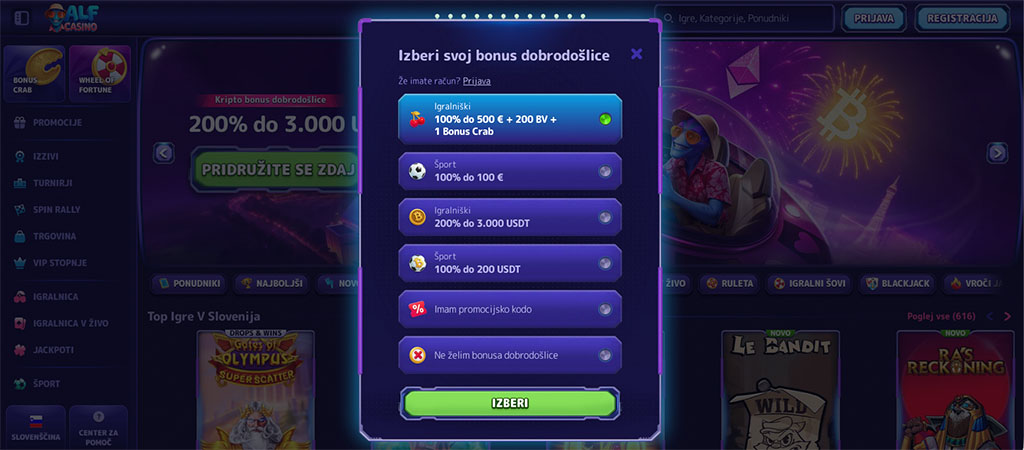 Registracija Igralniškega Računa v Casino