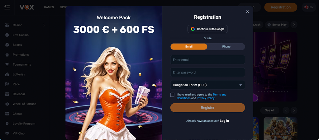 Registracija Igralniškega Računa, online casino