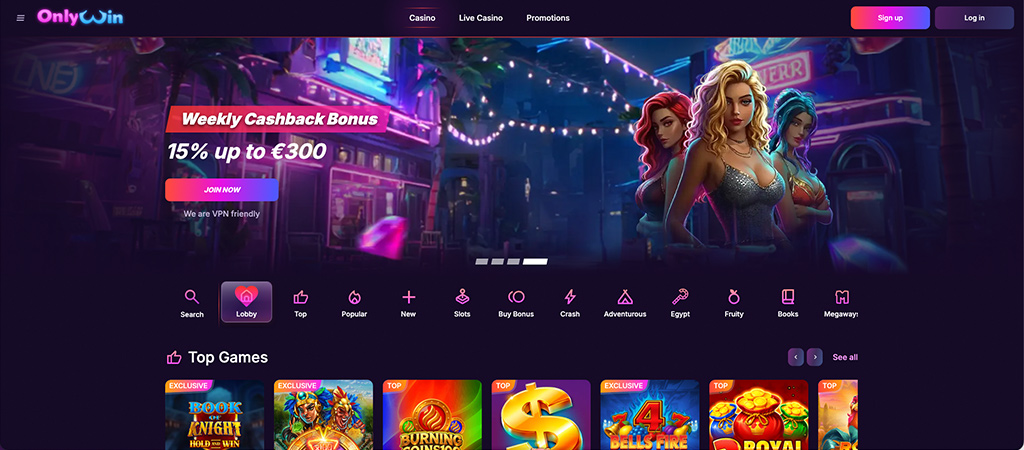 OnlyWin Casino, kjer Zabava se ne Konča